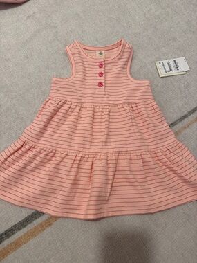 Tucker + Tate Peach Pink Striped Sleeveless Tiered Dress